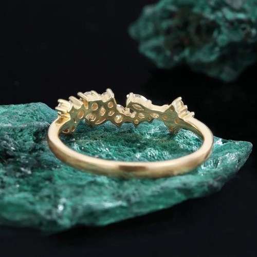 0.50 Ct Round Cut Vintage Diamond Daisy Flower Cluster Ring 14K Yellow Gold Over - Picture 4 of 8
