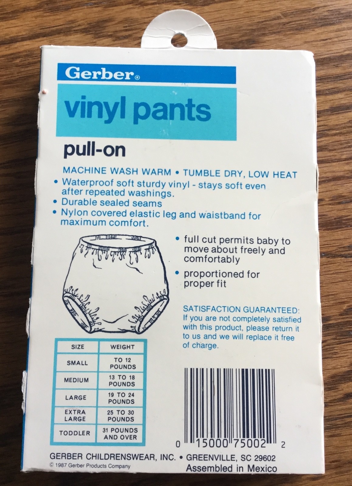 Vintage Gerber Vinyl Pants Pull on Medium Baby 1318 lbs1987 New In Box