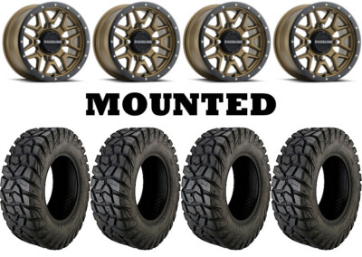 Kit 4 Moose Rigid Tires 30x10-14 on Raceline Krank Bronze Wheels FXT