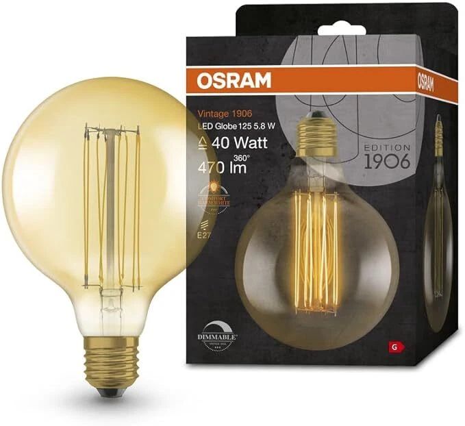 OSRAM E27 Glühbirne 1906 Vintage-Edition Dimmbare Led-Lampen Gold 40W-Ersa