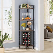 Home Floor Side Display Rack Mini Bar Cabinet & Glass Holder Wine Bakers Rack