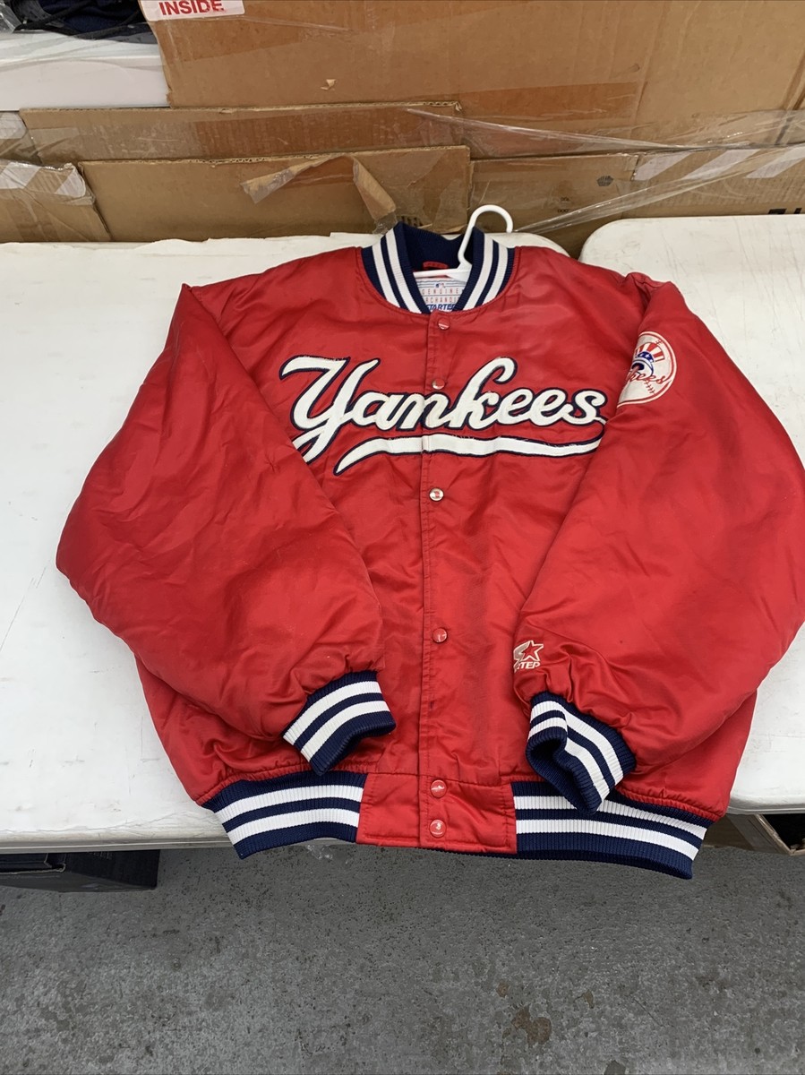 Rare Vintage NY New York Yankees MLB Starter Satin Red