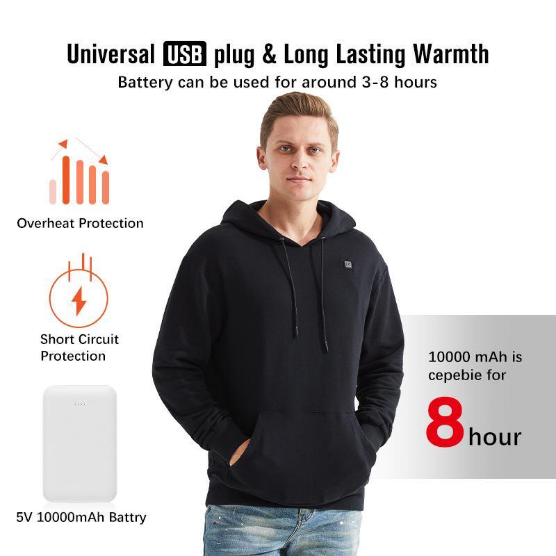 2023 Outdoor Electric USB Heating Sweaters Hoodies Men Warm Heated Jacket Winter