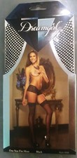 Dreamgirl Fishnet Stocking Thigh High with Lace Top - Black - One Size Fits Most