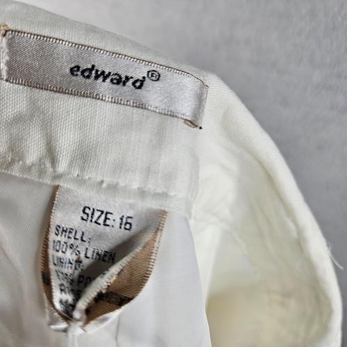 Edward Linen Skirt Womens Size 16 Ivory Flowy Lined Studded Retro Chic Maxi - Picture 9 of 11