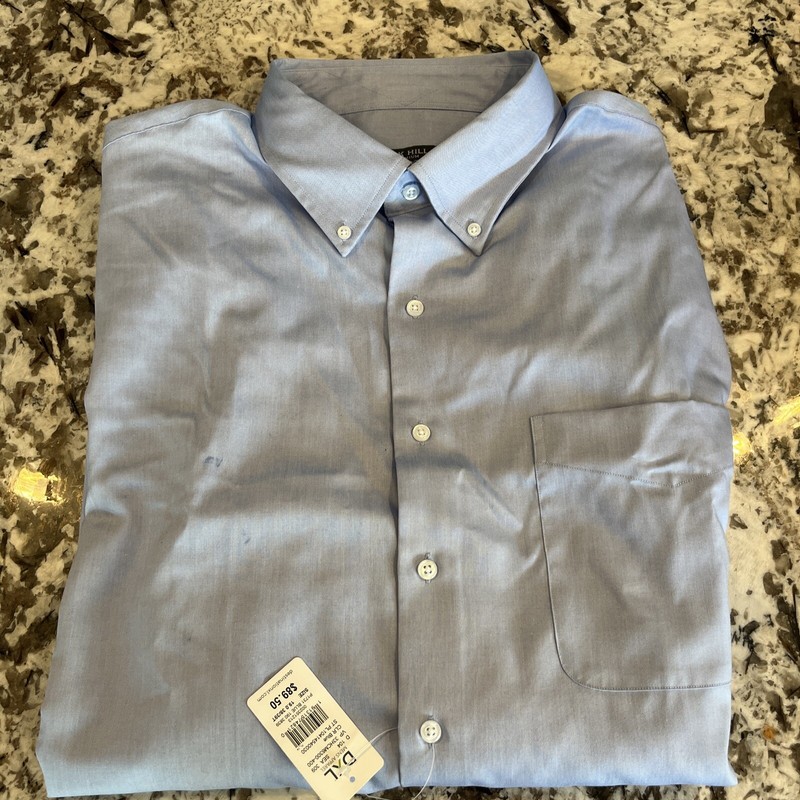Oak Hill Wrinkle Free Long Sleeve Button Down Shirt Supima Cotton Blue Men’s 19
