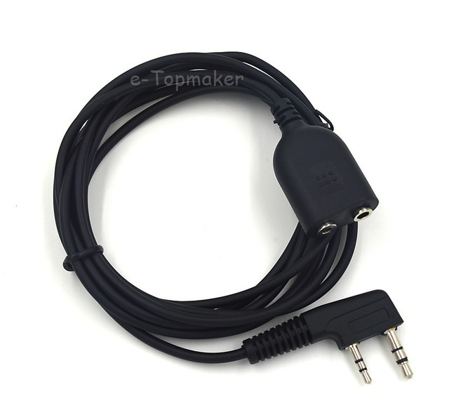 Extension Cable Adapter for Kenwood 2 Pin Earpiece Headset TK3302