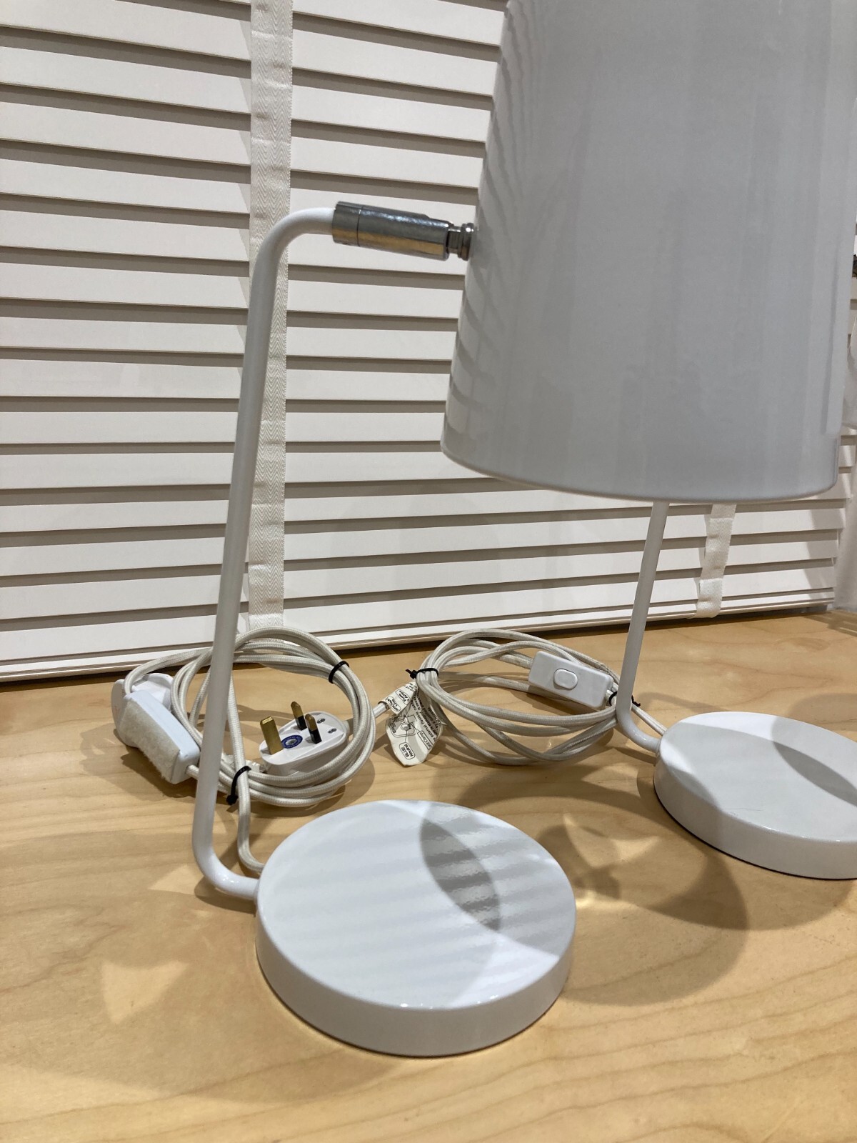 Bedside Lamps X2 Pair White Steel eBay