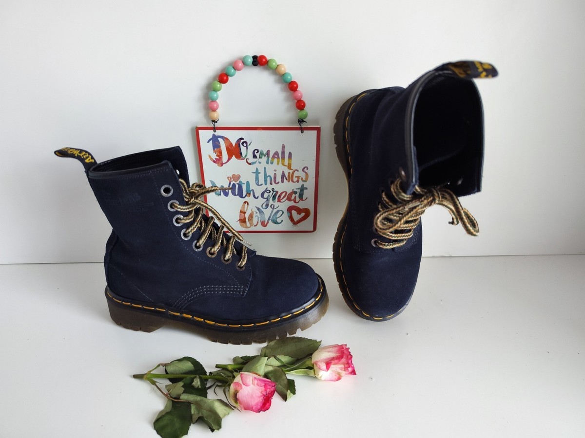 Boots Mens Dr Martens Blue Suede Shoes Dr Martens 1460 Suede Blue