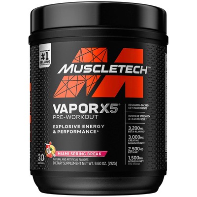 MuscleTech Vapor X5 Pre-Workout Powder Miami Spring Break 30Svgs Exp 7/27