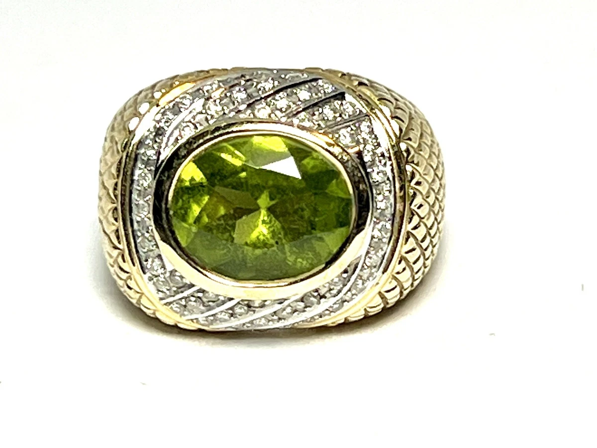 Sevan 14k yellow gold peridot and diamond ring