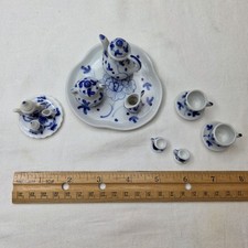 Vtg Handcrafted Thailand Blue White Porcelain Miniature Tea Set 20pc Lot