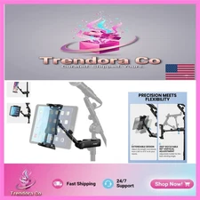Adjustable Tablet Holder & Clip-On Phone Mount for Mic Stand – Fits 4.7-12.9”