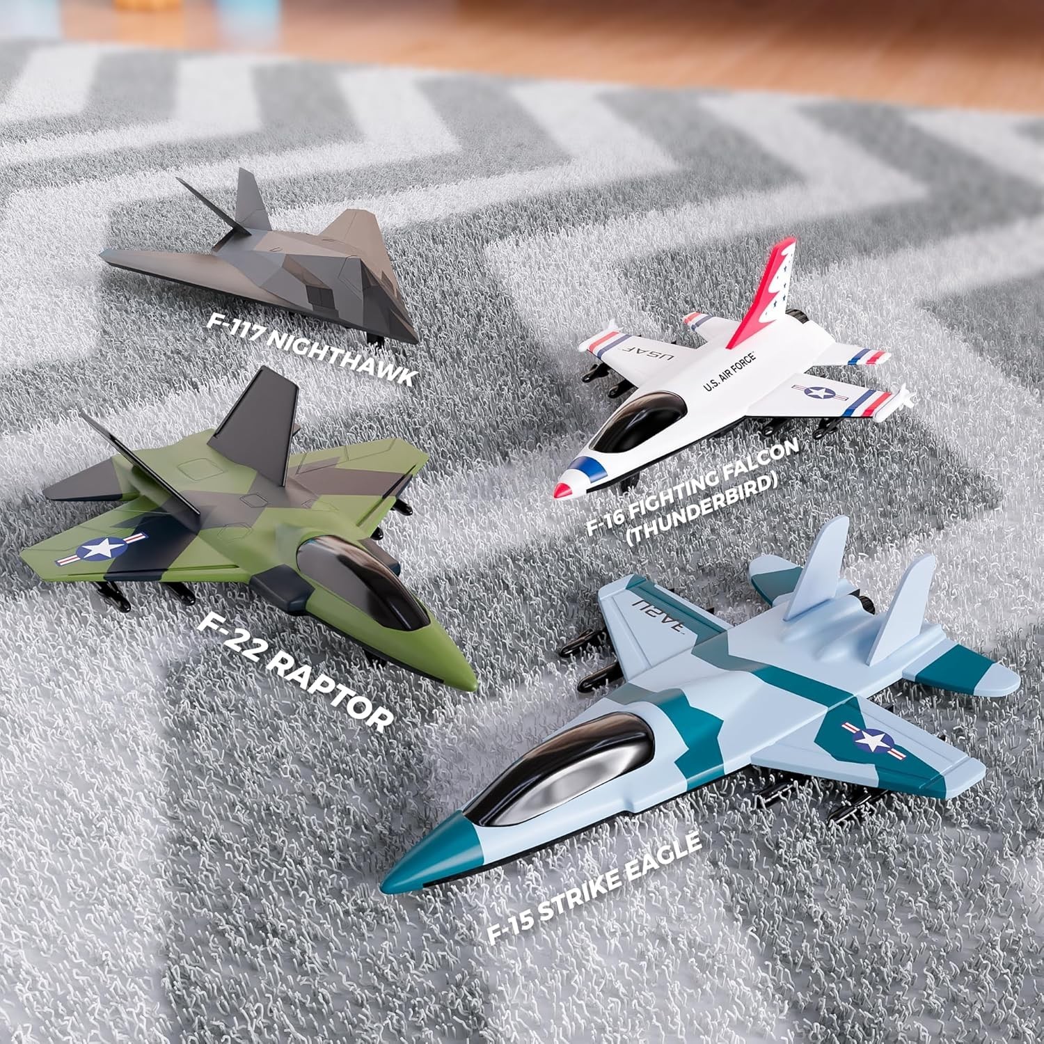 Exciting 4-Pack US Air Force Diecast Toy Fighter Jets - Perfect Gift for Kids