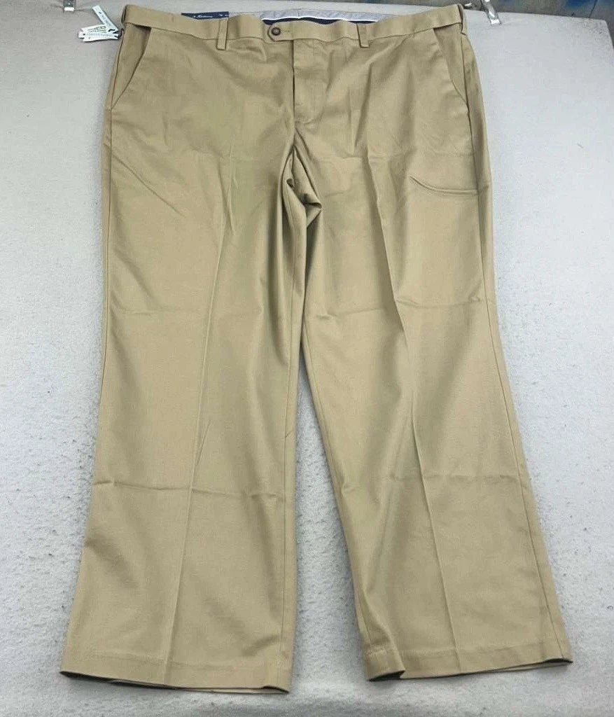 Croft & Barrow Pants Mens 52X32 Beige No Iron Stretch Khaki Straight Leg NWT