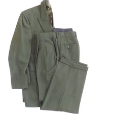Pronto Uomo SUIT Italy Olive Stretch Wool Jacket Mens-43 Pants Pleat Cuff 34x29