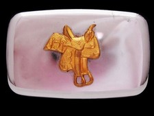 JE23160 VINTAGE 1970s WESTERN SADDLE POLISHED SILVERTONE WESTERN BUCKLE