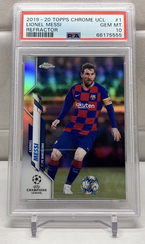 2019-20 Topps Chrome UEFA Champions League Lionel Messi 1 Refractor PSA 10