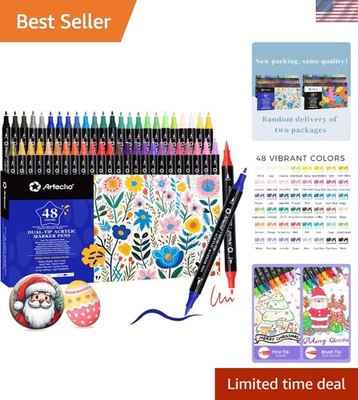 48 Colors Dual Tip Acrylic Paint Markers - Perfect for Art & DIY Crafts