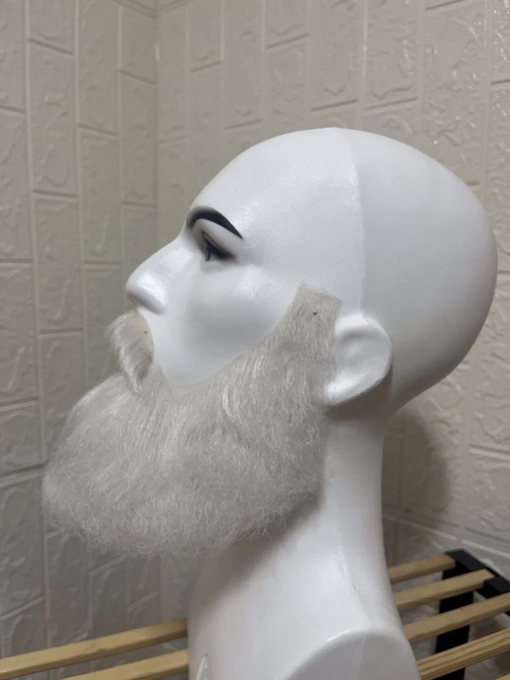 Juego de barba blanca y bigote - Cabello humano real - Cosplay y grado teatro Foto 3 de 4