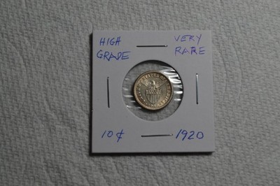 Philippines 1920 - 10 Centavos Silver Coin Very Rare in High Grade Condition