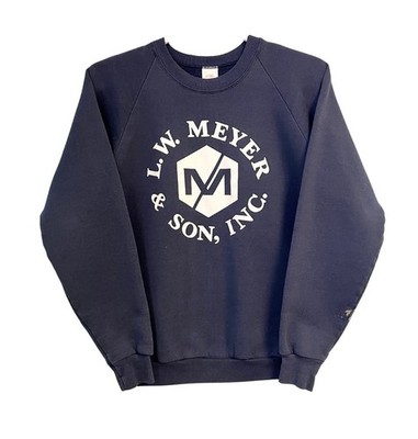 Vintage 90s L W Meyer & Son Inc Sweatshirt Raglan Workwear Faded Navy Crewneck