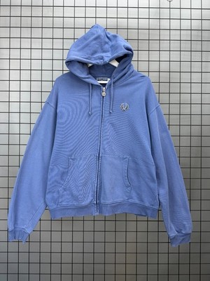 Vintage Fred Perry Zip Hoodie XL Blue Full Zip Sweatshirt Laurel Wreath
