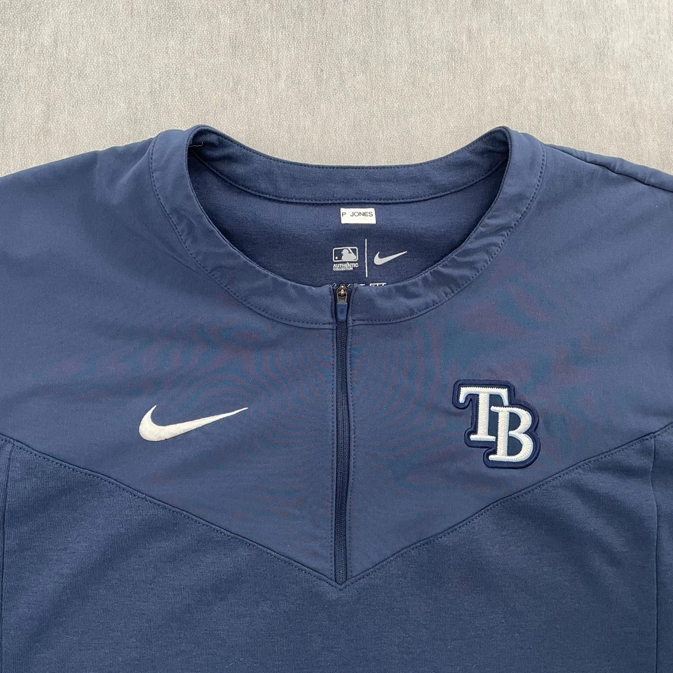 Tampa Bay Rays Shirt Adult 2XL Blue 1/4 Zip Pullover Nike Team Issued Jones - Image 3 of 4