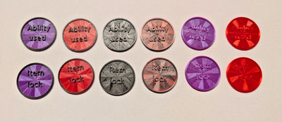 Pokemon TCG 6x Ability Used 32mm Coin Marker Item Lock Fähigkeit genutzt Token