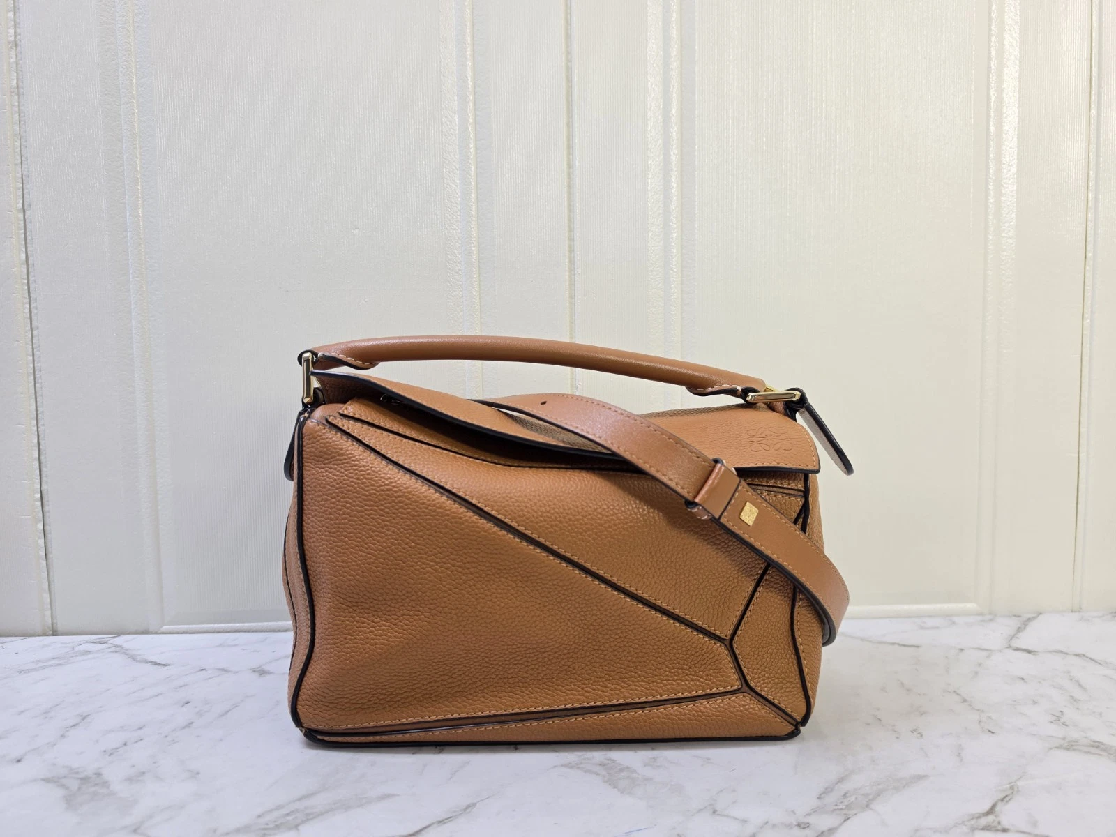 Loewe — Authentic Loewe Puzzle Small Tan Grained Calfskin Leather
