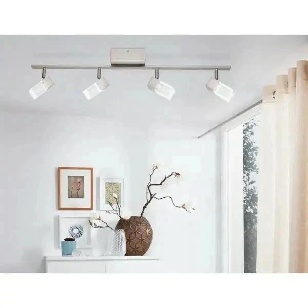 Kit de iluminación LED de pista de níquel mate Eglo Cantil 33,19"" con pantalla acrílica transparente Foto 2 de 3