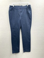 Liz Claiborne Women's Classic Pull On Pants Blue Size 10 Elastic Waist Pockets