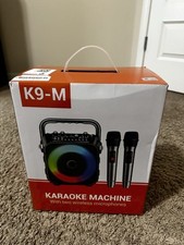Karaoke Machine Two Wireless Microphones LED Lights K9-M - Black
