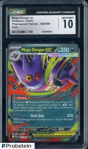 2025 Pokemon Phantasmal Flames 056/094 Mega Gengar ex Holo CGC 10 GEM MINT