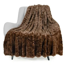 TOONOW Faux Fur Luxury Throw Double Side Soft Fluffy Shaggy Fuzzy Blanket 51x67