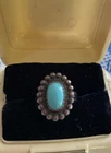 Old Pawn Vintage Navajo Sterling Silver Turquoise Ring Size 7