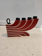 Design House Stockholm Candle Holder Wood Red Candleabra 4 Light