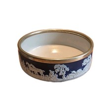 Substantial Adams Tunstall Jasperware White Metal Rimmed Dark Blue Bowl