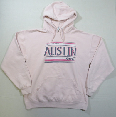 Austin Texas Hoodie Large Pink Jerzees Nublend Lone Star State Souvenir Graphic