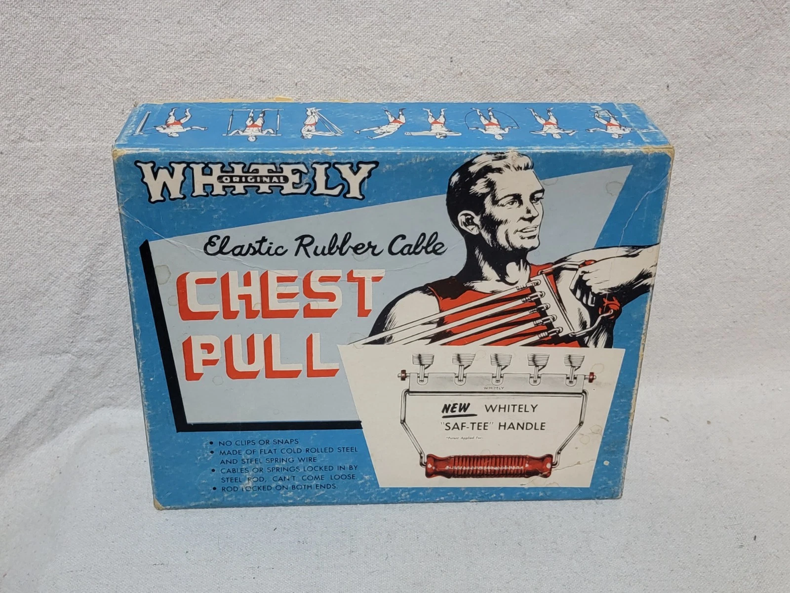 VINTAGE Whitely Elastic Rubber Cable Chest Expander With Booklet