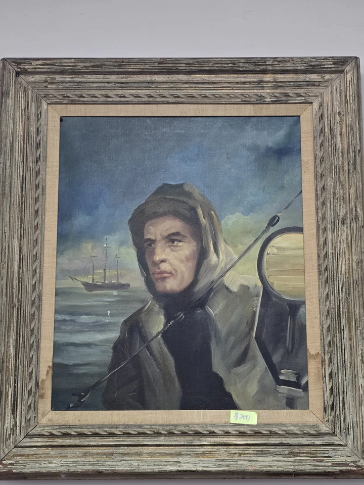 Portrait of a fisherman, antique oil on canvas painting, illegitebly signed - Image 3 of 3