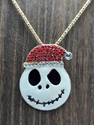 Nightmare Before Christmas Jack Skellington Pendant Necklace Rhinestone Enamel