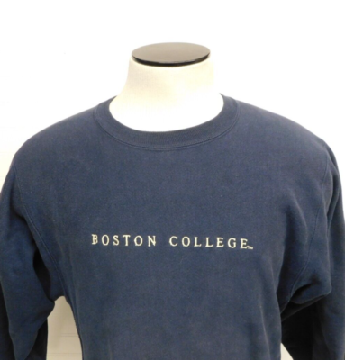 Vintage 90s Champion Mens Large Boston College Gray Blue Sweater