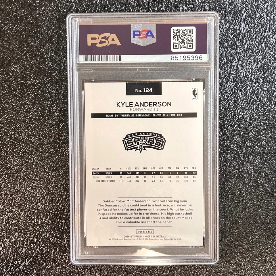 2016-17 NBA Hoops #124 Kyle Anderson Signed Card AUTO PSA/DNA Slabbed Spurs - Image 2 of 2