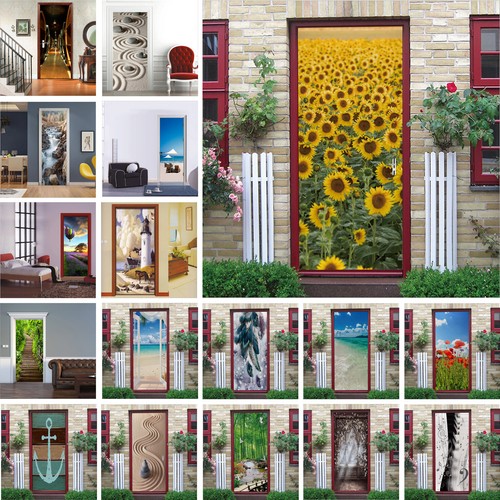 PVC Sonnenblume Landschaft Kunst Wandtattoo Wandbild 3D Türaufkleber Zuhause Zimmer Dekor - Bild 1 von 95