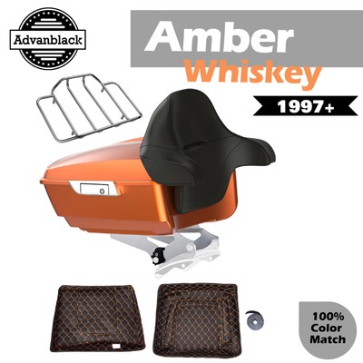 Advanblack Amber Whiskey King Tour Trunk Pack Fits Harley Street Road Glide 97+