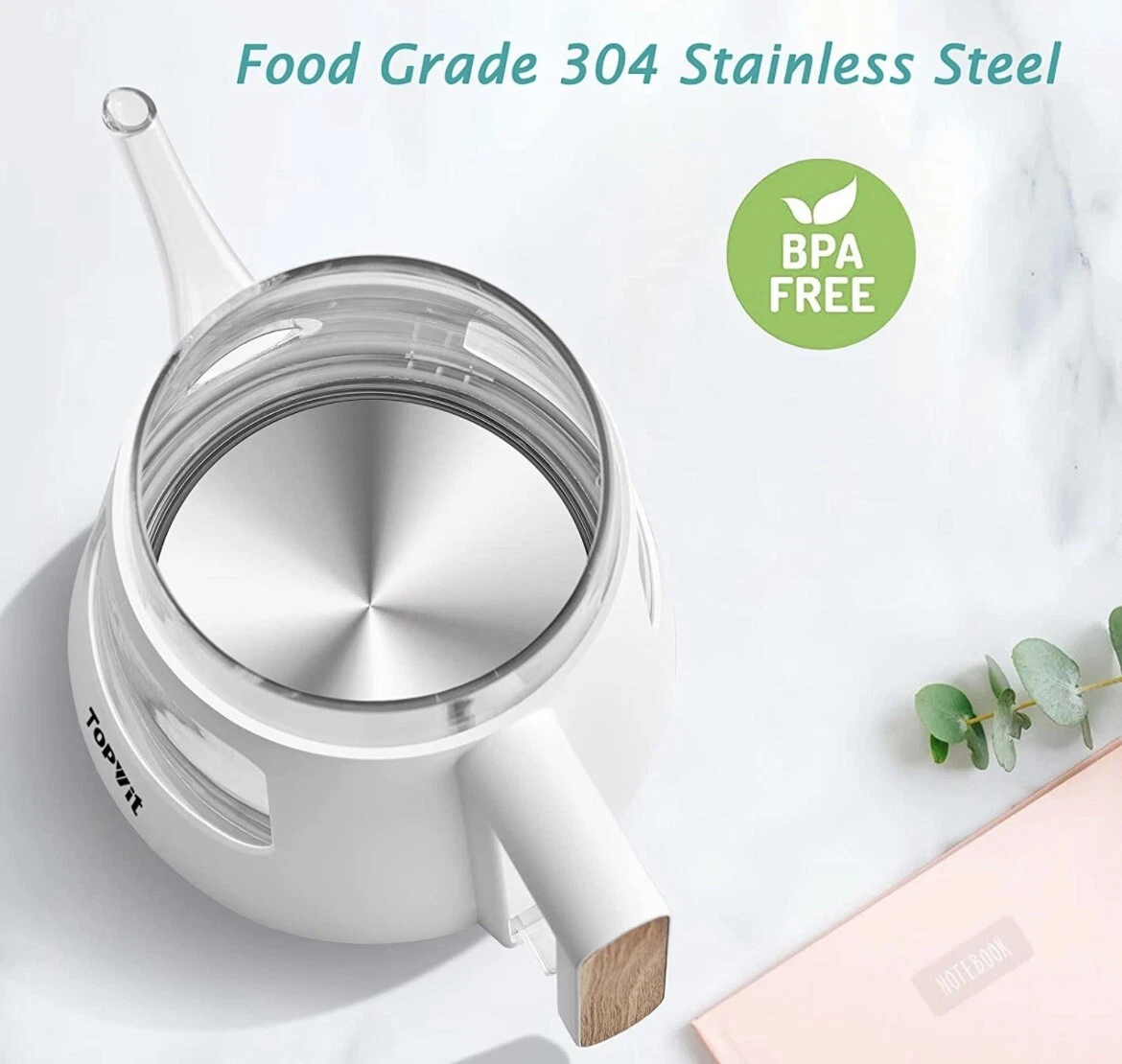 BPA-Free White 1 Liter Electric Kettle Removable Stainless Steel Infuser Heater