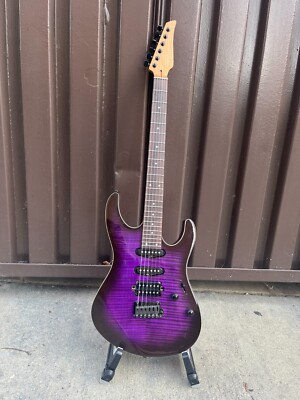 Electric Guitar 6 Stringed Guitar W/Padded Pag Purple Color Roasted Maple Neck