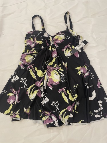 Nicole Miller Size Small Dress NWT Black Purple Tropical Flower 1 Pc