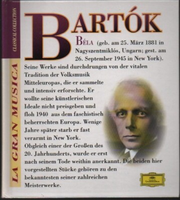 BELA BARTOK - LA GRAN MUSICA - CLASSICAL COLLECTION '' BUCH & CD #25#